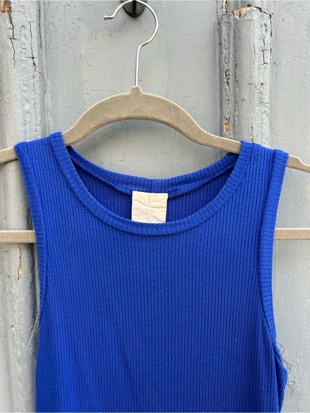 Hoi bo Blue ribbed tank, Small - Picture 3 of 9